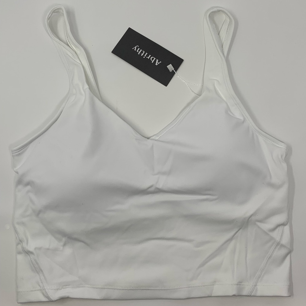 Abrithy Womens Sports Bra, Whitebra Large